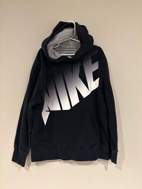 Nike kids Black Pullover Hoodie with Bold White Logo